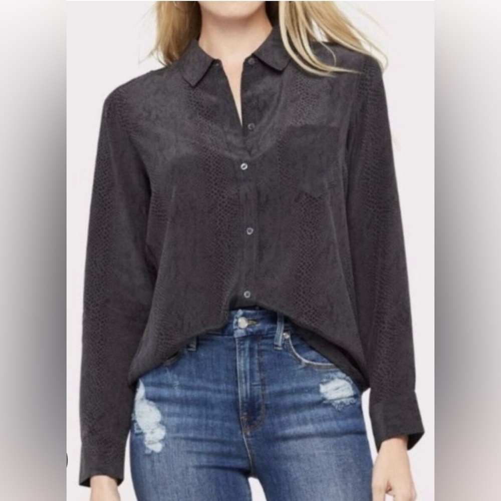 Rails Kate Cobra Silk Button Up Blouse Charcoal Gray SZ XS NWT - Picture 16 of 16